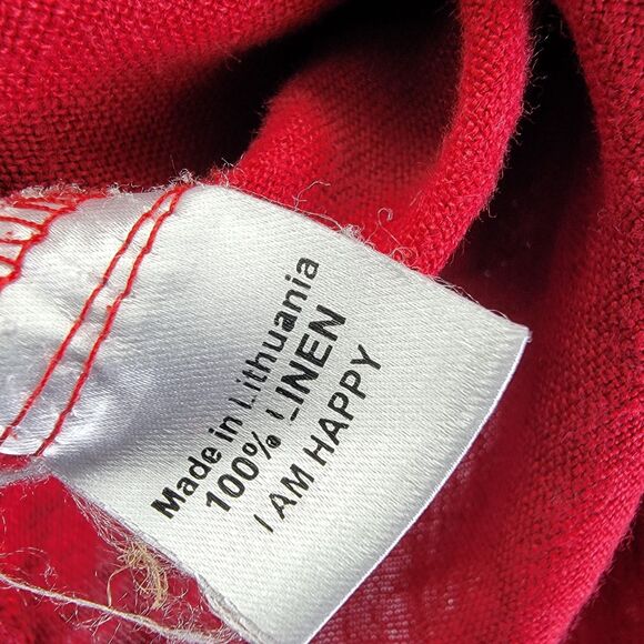 FLAX Size P 100% Linen Bias Round Neck Tank in Red Sleeveless Round Neck Top - Picture 5 of 8